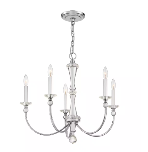 Quoizel Mila 5-Light Polished Chrome Candle-Style Chandelier